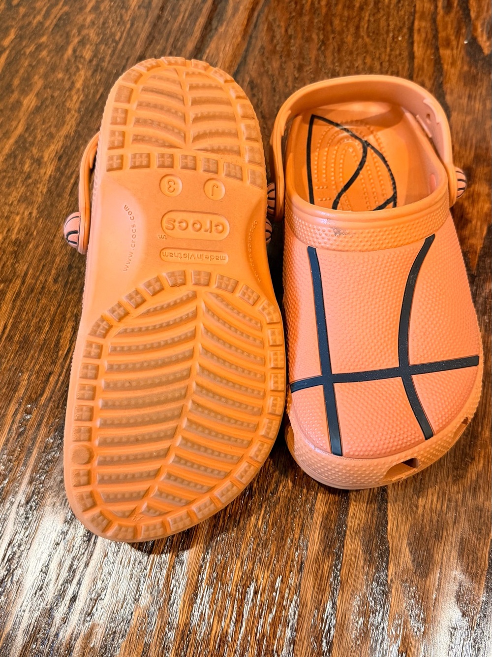 CROCS Kids Orange Basketball-Print Clogs with Heel Strap - Picture 2 of 4